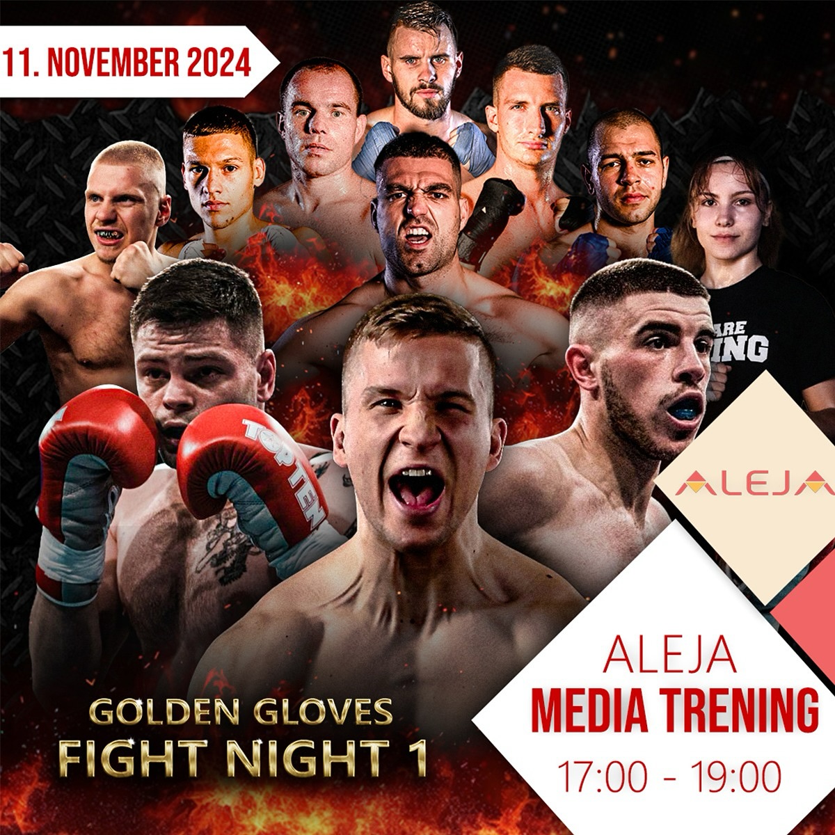 Medijski trening Golden gloves Fight night 1 v Aleji